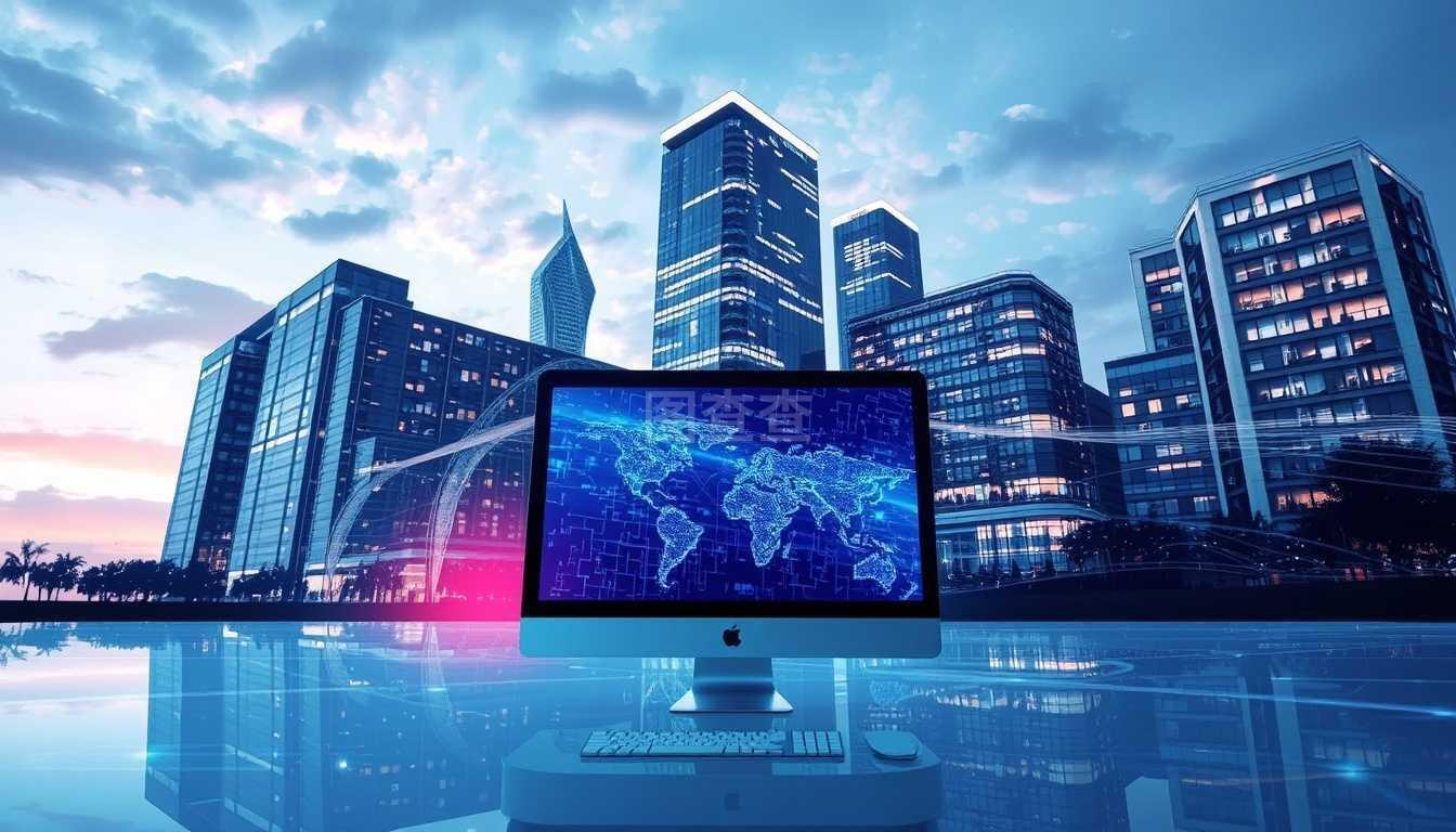 數字未來 計算機設備如何重塑現代數字城市插圖與內容制作服務